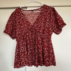 SHEIN Red Floral Blouse